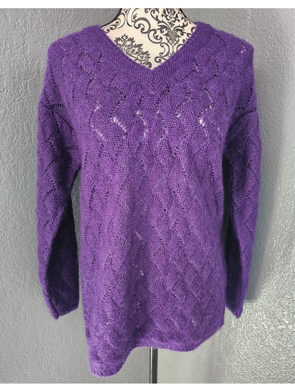 Women's Vintage Jennifer Moore Petites Sweater Knitted Pullover Sz Small Purple